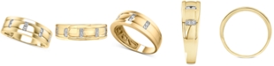 Macy's Men's Diamond Band (1/10 ct. t.w.) in 10k Yellow Gold and 10k White Gold